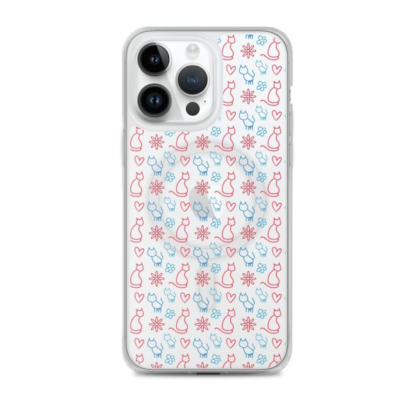 magsafe-clear-case-for-iphone-iphone-14-pro-max-front-6a1d790e783b4.jpg Cats and Flowers Doodle iPhone MagSafe Clear Case