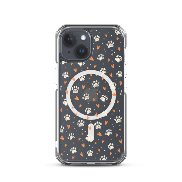 Paws Prints Hearts iPhone MagSafe Clear Case