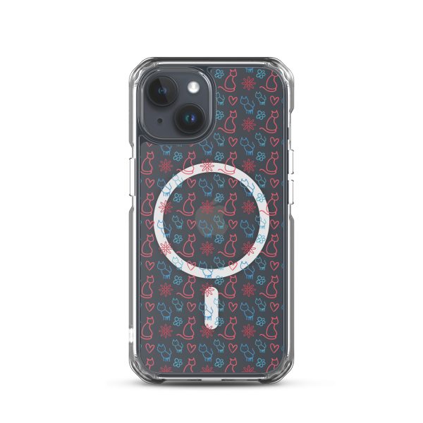 magsafe-clear-case-for-iphone-iphone-15-front-6a1d790e791a9.jpg Cats and Flowers Doodle iPhone MagSafe Clear Case