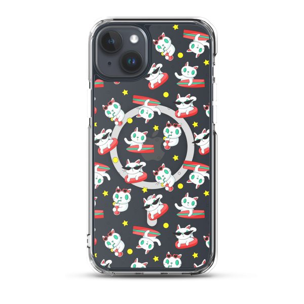 magsafe-clear-case-for-iphone-iphone-15-plus-front-6a1d78bd5dce0.jpg Cat Surfing iPhone MagSafe Clear Case