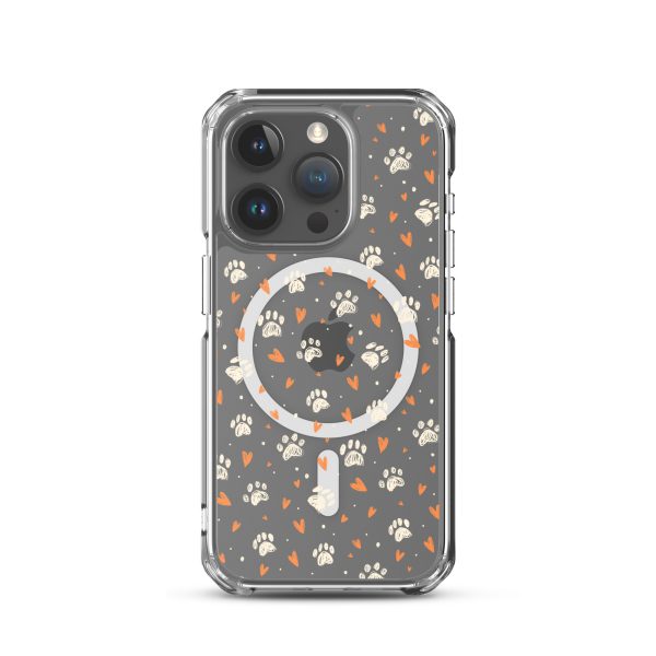 Paws Prints Hearts iPhone MagSafe Clear Case