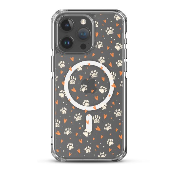 Paws Prints Hearts iPhone MagSafe Clear Case
