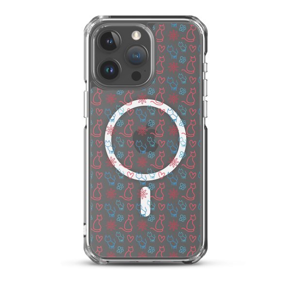 magsafe-clear-case-for-iphone-iphone-15-pro-max-front-6a1d790e79090.jpg Cats and Flowers Doodle iPhone MagSafe Clear Case