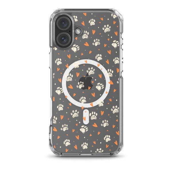 Paws Prints Hearts iPhone MagSafe Clear Case