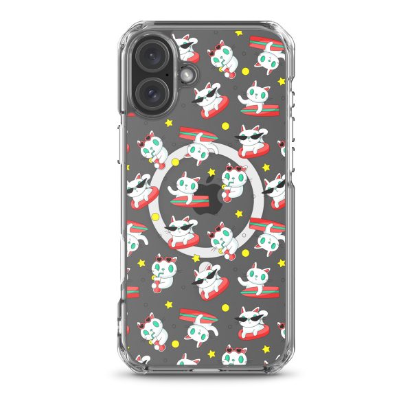 magsafe-clear-case-for-iphone-iphone-16-plus-front-6a1d78bd5e181.jpg Cat Surfing iPhone MagSafe Clear Case