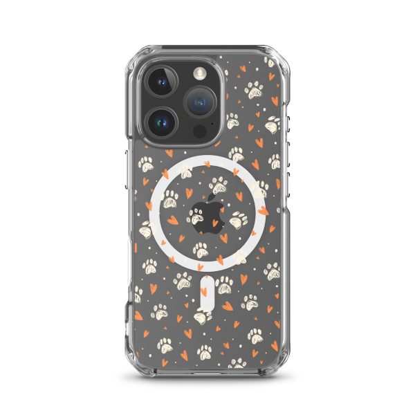 Paws Prints Hearts iPhone MagSafe Clear Case
