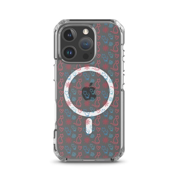 magsafe-clear-case-for-iphone-iphone-16-pro-front-6a1d790e7934a.jpg Cats and Flowers Doodle iPhone MagSafe Clear Case