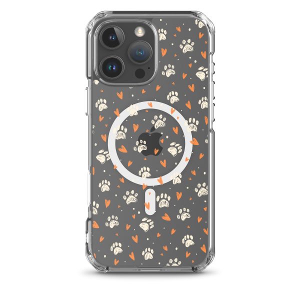 Paws Prints Hearts iPhone MagSafe Clear Case