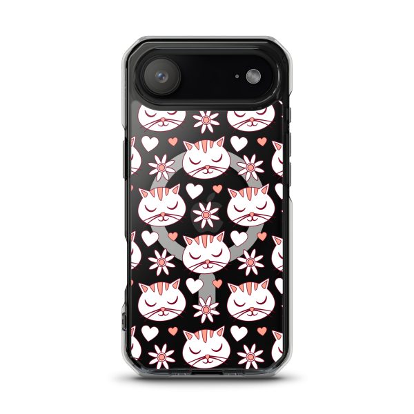 Cat Flowers and Hearts iPhone MagSafe Clear Case