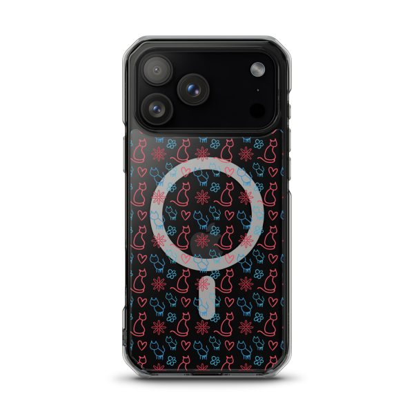 magsafe-clear-case-for-iphone-iphone-17-pro-max-front-6a1d790e794ab.jpg Cats and Flowers Doodle iPhone MagSafe Clear Case