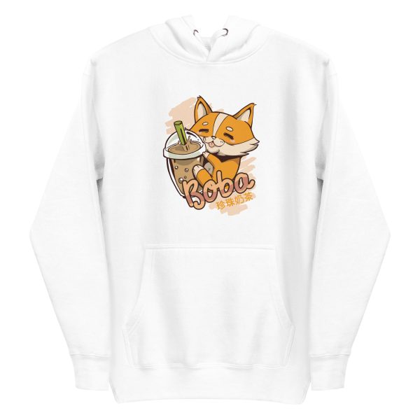unisex-premium-pullover-hoodie-white-front-6a9fd96f01fd9.jpg Corgi Bubble Tea Hoodie