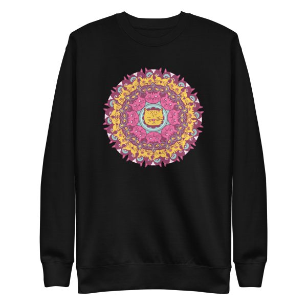 unisex-premium-sweatshirt-black-front-6aa3c68224c70.jpg Cat Mandala Sweatshirt