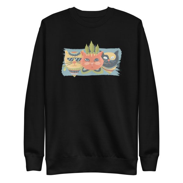 unisex-premium-sweatshirt-black-front-6aa3c6d61a112.jpg Boho Cat Sweatshirt