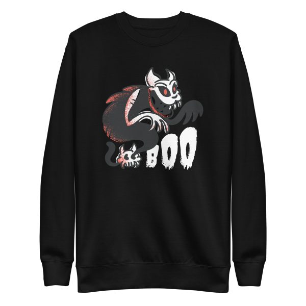 unisex-premium-sweatshirt-black-front-6aa466961e031.jpg Boo Ghost Cat Sweatshirt