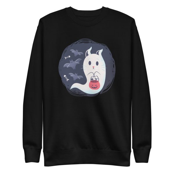 unisex-premium-sweatshirt-black-front-6aa467be3e24f.jpg Ghost Cat Sweatshirt