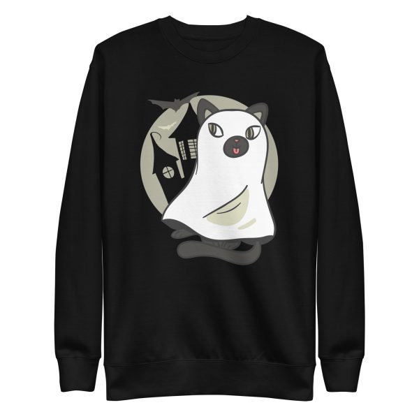 unisex-premium-sweatshirt-black-front-6aa46841b6c5a.jpg Cute Cat Ghost Sweatshirt