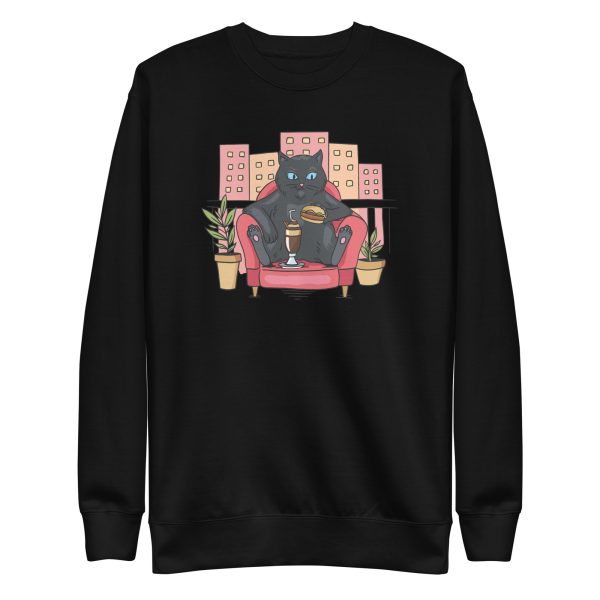 unisex-premium-sweatshirt-black-front-6aa7206898476.jpg Cat On Balcony Sweatshirt