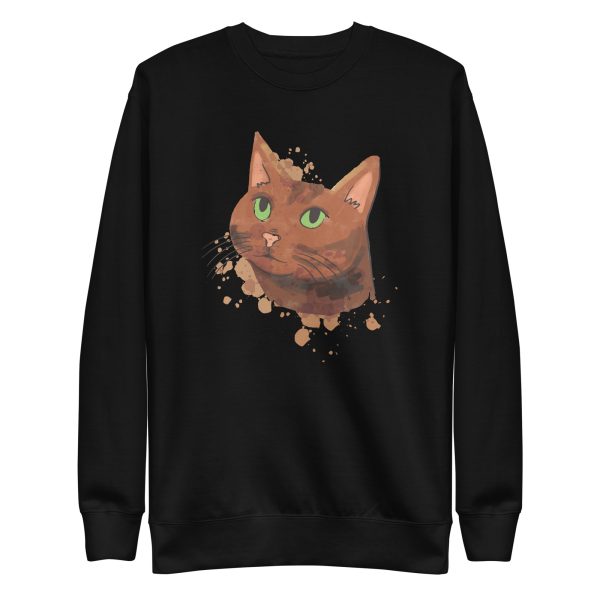 unisex-premium-sweatshirt-black-front-6aa720ec06ddd.jpg Watercolor Brown Cat Sweatshirt