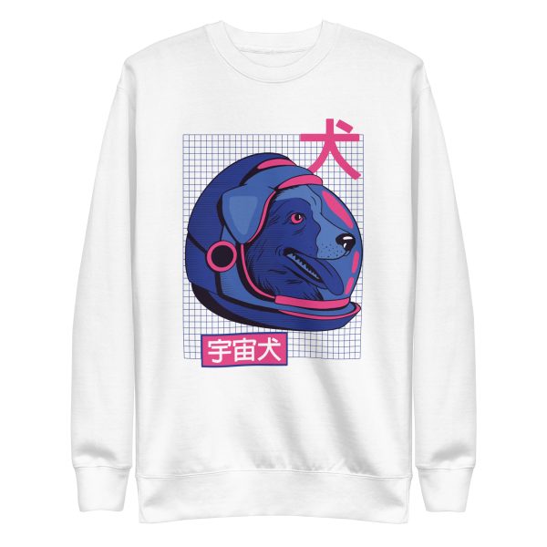 unisex-premium-sweatshirt-white-front-6a9fd0091c794.jpg Space Dog Sweatshirt