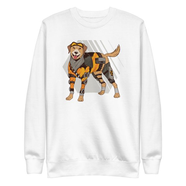unisex-premium-sweatshirt-white-front-6aa18b676a341.jpg Cyborg Dog Sweatshirt
