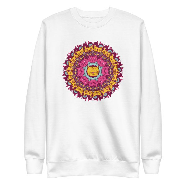 unisex-premium-sweatshirt-white-front-6aa3c68223db4.jpg Cat Mandala Sweatshirt
