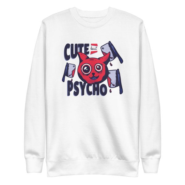 unisex-premium-sweatshirt-white-front-6aa460e75bb47.jpg Cute But Psycho Sweatshirt