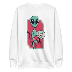 unisex-premium-sweatshirt-white-front-6aa46252e939d.jpg Space Alien Cute Cat Sweatshirt