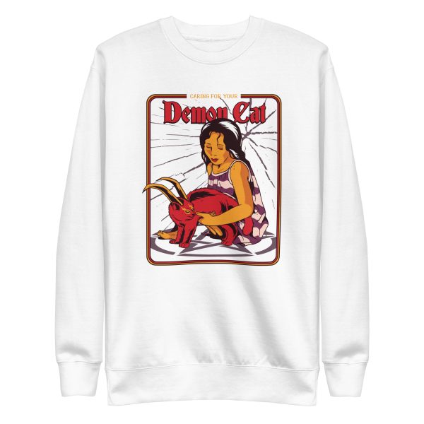 unisex-premium-sweatshirt-white-front-6aa462f1a33a5.jpg Demon Cat Sweatshirt