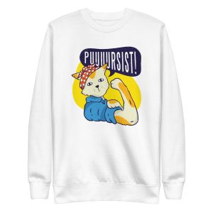 unisex-premium-sweatshirt-white-front-6aa46396805d7.jpg Pin Up Cat Sweatshirt