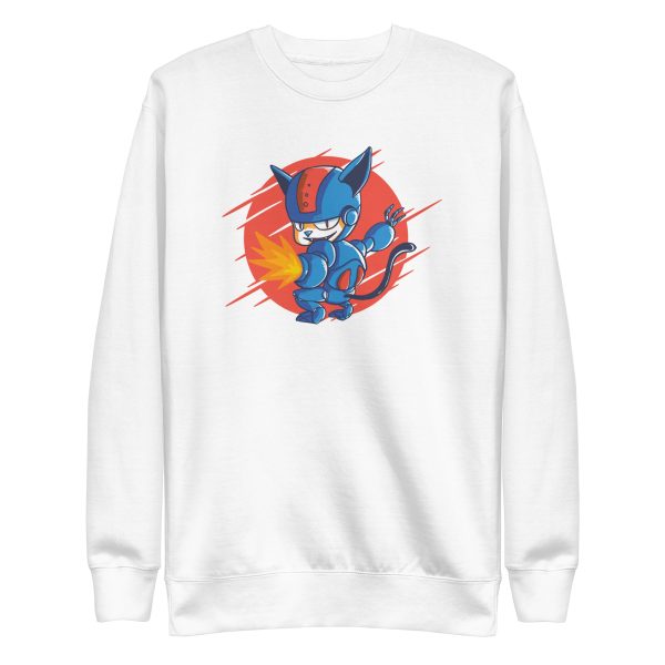 unisex-premium-sweatshirt-white-front-6aa4656881339.jpg Cyborg Cat Sweatshirt