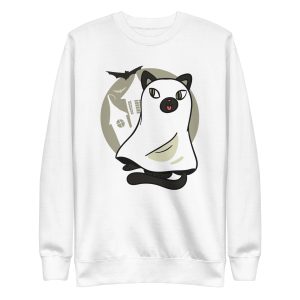 unisex-premium-sweatshirt-white-front-6aa46841b5b51.jpg Cute Cat Ghost Sweatshirt