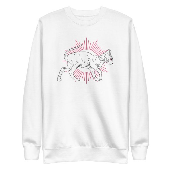 unisex-premium-sweatshirt-white-front-6aa4687864f02.jpg Hand Drawn Sphynx Cat Sweatshirt