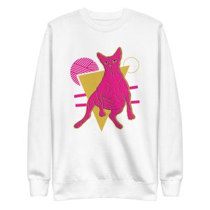 unisex-premium-sweatshirt-white-front-6aa468a87b0bb.jpg Neon Sphynx Cat Sweatshirt