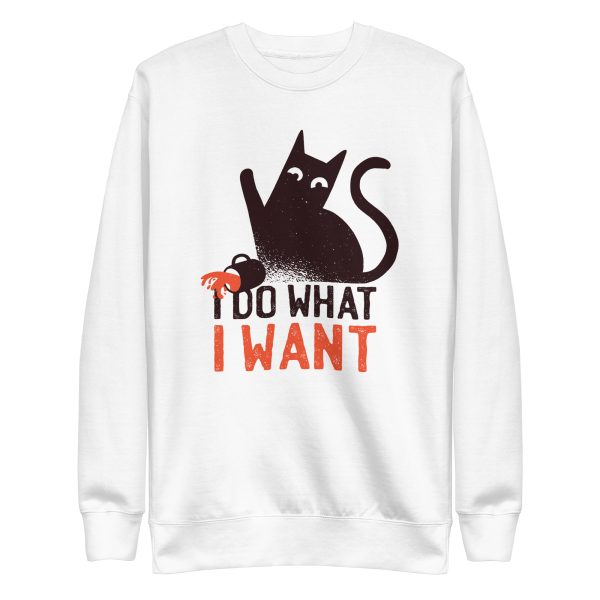 unisex-premium-sweatshirt-white-front-6aa71f980ce81.jpg Rebel Cat Quote Sweatshirt