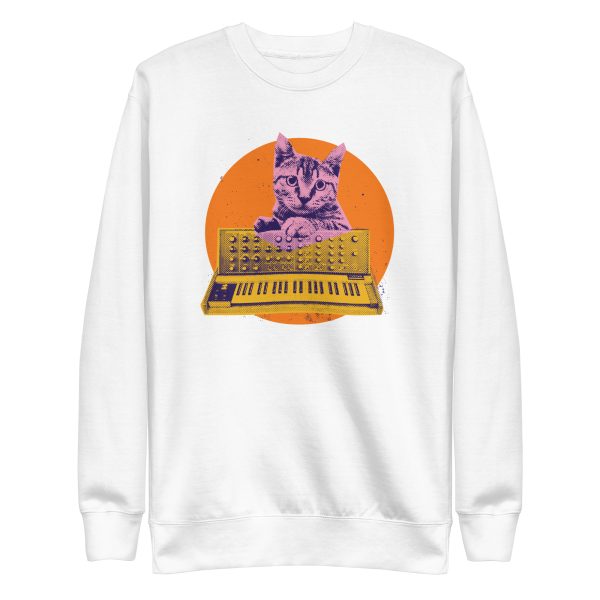 unisex-premium-sweatshirt-white-front-6aa7208c891e9.jpg Cat Synthesizer Sweatshirt