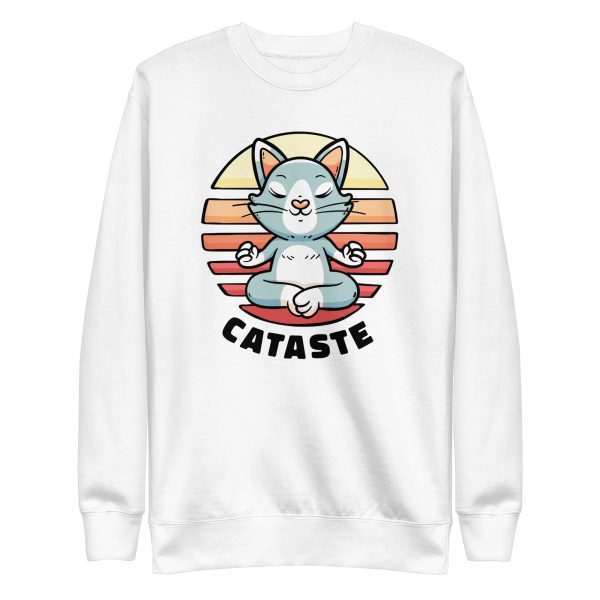 unisex-premium-sweatshirt-white-front-6aa720bf43e35.jpg Cat Namaste Sweatshirt