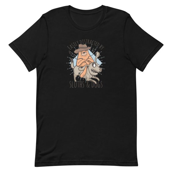 unisex-staple-t-shirt-black-front-6a9fd2556408c.jpg Sloth Riding Dog T-Shirt