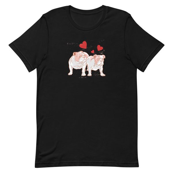 unisex-staple-t-shirt-black-front-6a9fde52878ec.jpg English Bulldog Couple Love T-Shirt