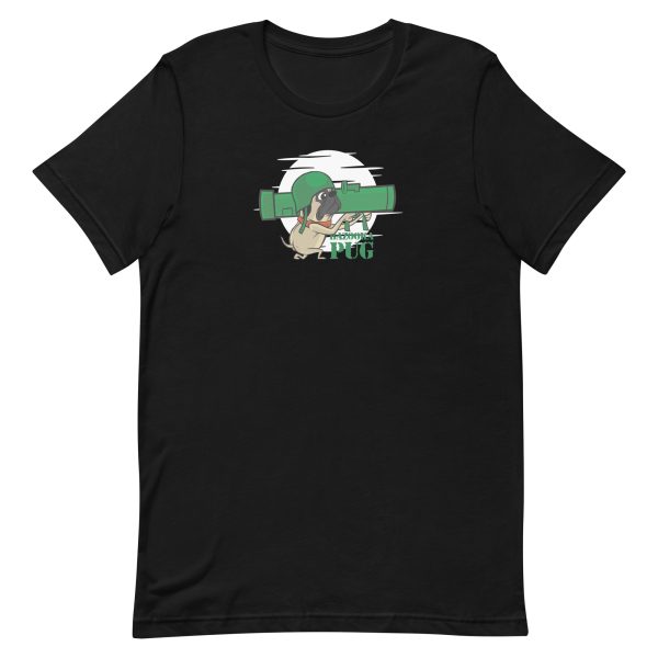 unisex-staple-t-shirt-black-front-6a9fe17c5ca25.jpg Bazooka Pug T-Shirt