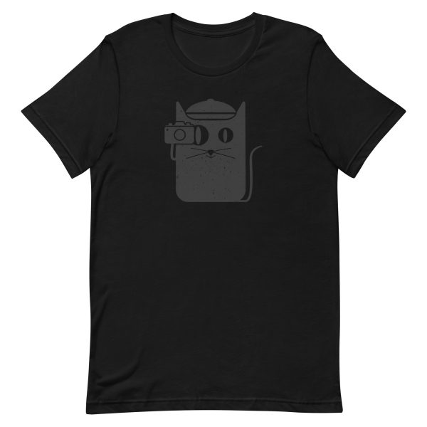 unisex-staple-t-shirt-black-front-6aa3c2f39d99d.jpg Cat and Camera T-Shirt