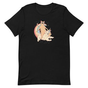 unisex-staple-t-shirt-black-front-6aa3c79e9d28f.jpg Cat Riding Unidog T-Shirt