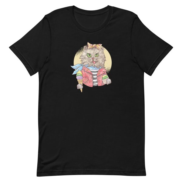 unisex-staple-t-shirt-black-front-6aa45f8a1b431.jpg Watercolor Rockabilly Cat T-Shirt