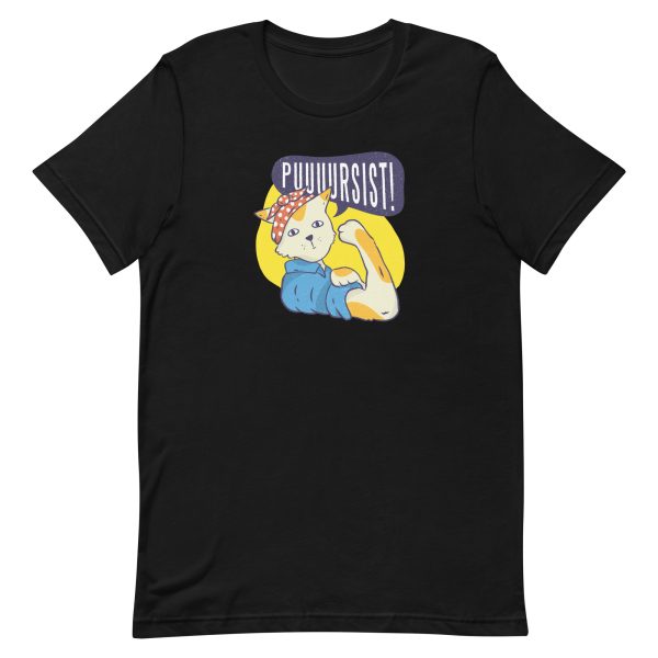unisex-staple-t-shirt-black-front-6aa4639673348.jpg Pin Up Cat T-Shirt