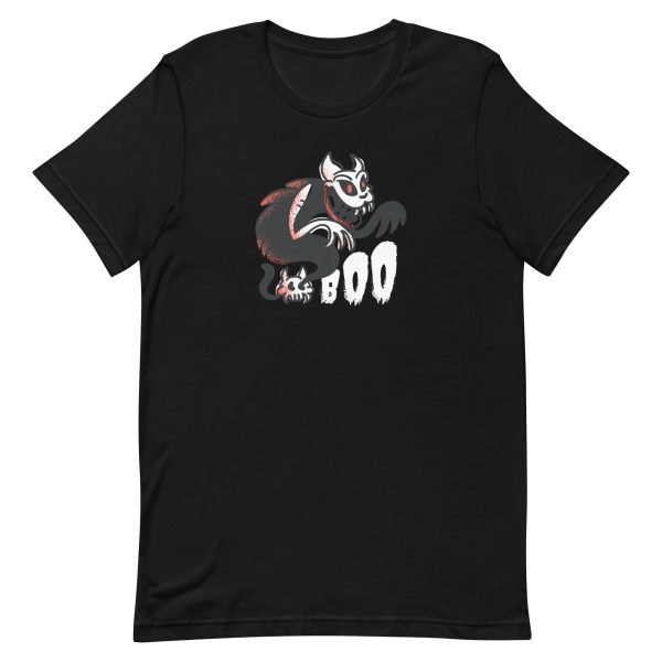 unisex-staple-t-shirt-black-front-6aa4669522676.jpg Boo Ghost Cat T-Shirt