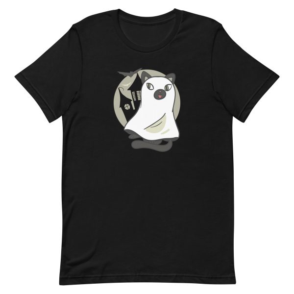 unisex-staple-t-shirt-black-front-6aa4684133abd.jpg Cute Cat Ghost T-Shirt