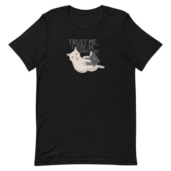 unisex-staple-t-shirt-black-front-6aa7201456531.jpg Computer Cat T-Shirt