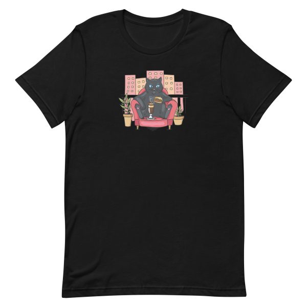 unisex-staple-t-shirt-black-front-6aa720680ebbe.jpg Cat On Balcony T-Shirt