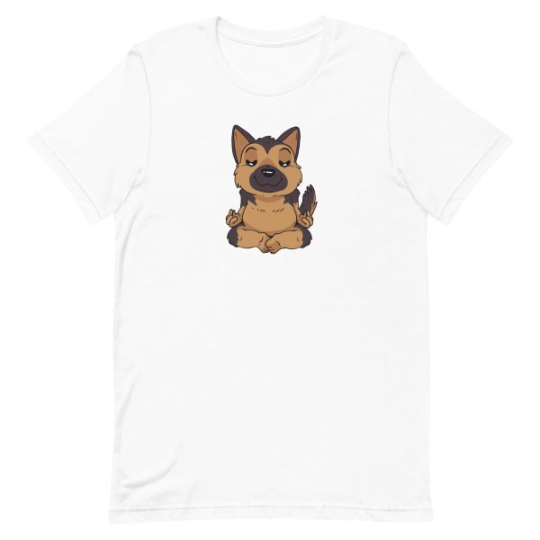 unisex-staple-t-shirt-white-front-6a9fe420a1e45.jpg German Shepherd Yoga T-Shirt