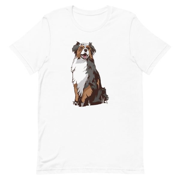 unisex-staple-t-shirt-white-front-6aa186a960aeb.jpg Australian Shepherd Dog T-Shirt