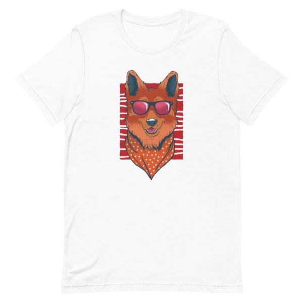 unisex-staple-t-shirt-white-front-6aa1874911d06.jpg German Shepherd Glasses T-Shirt